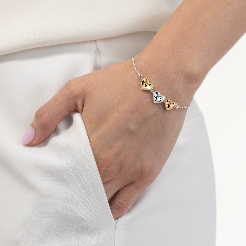 Love Lane Mixed Plated Heart Bracelet Silver - RYJ3485S