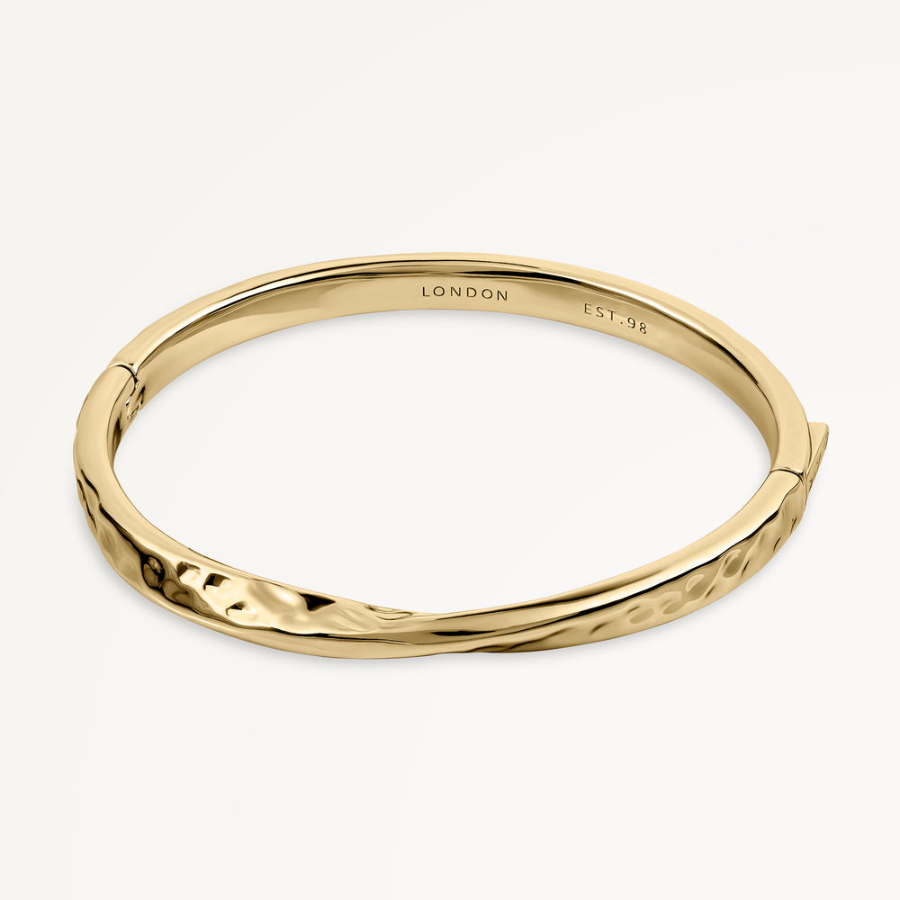 Gold Beaton Close Hammer Effect Bangle
