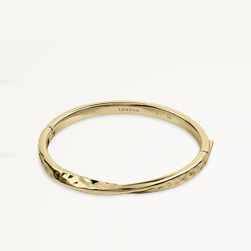 Gold Beaton Close Hammer Effect Bangle