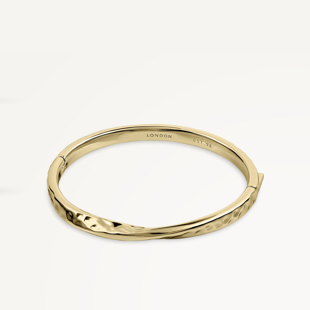 Gold Beaton Close Hammer Effect Bangle