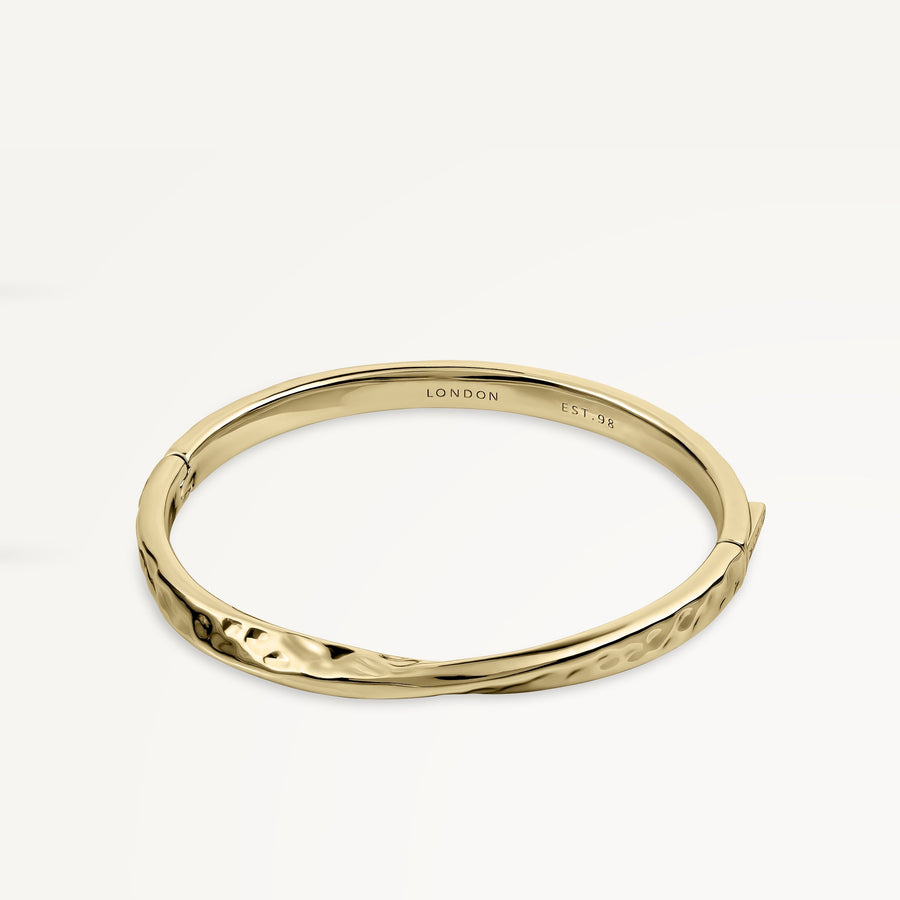 Gold Beaton Close Hammer Effect Bangle