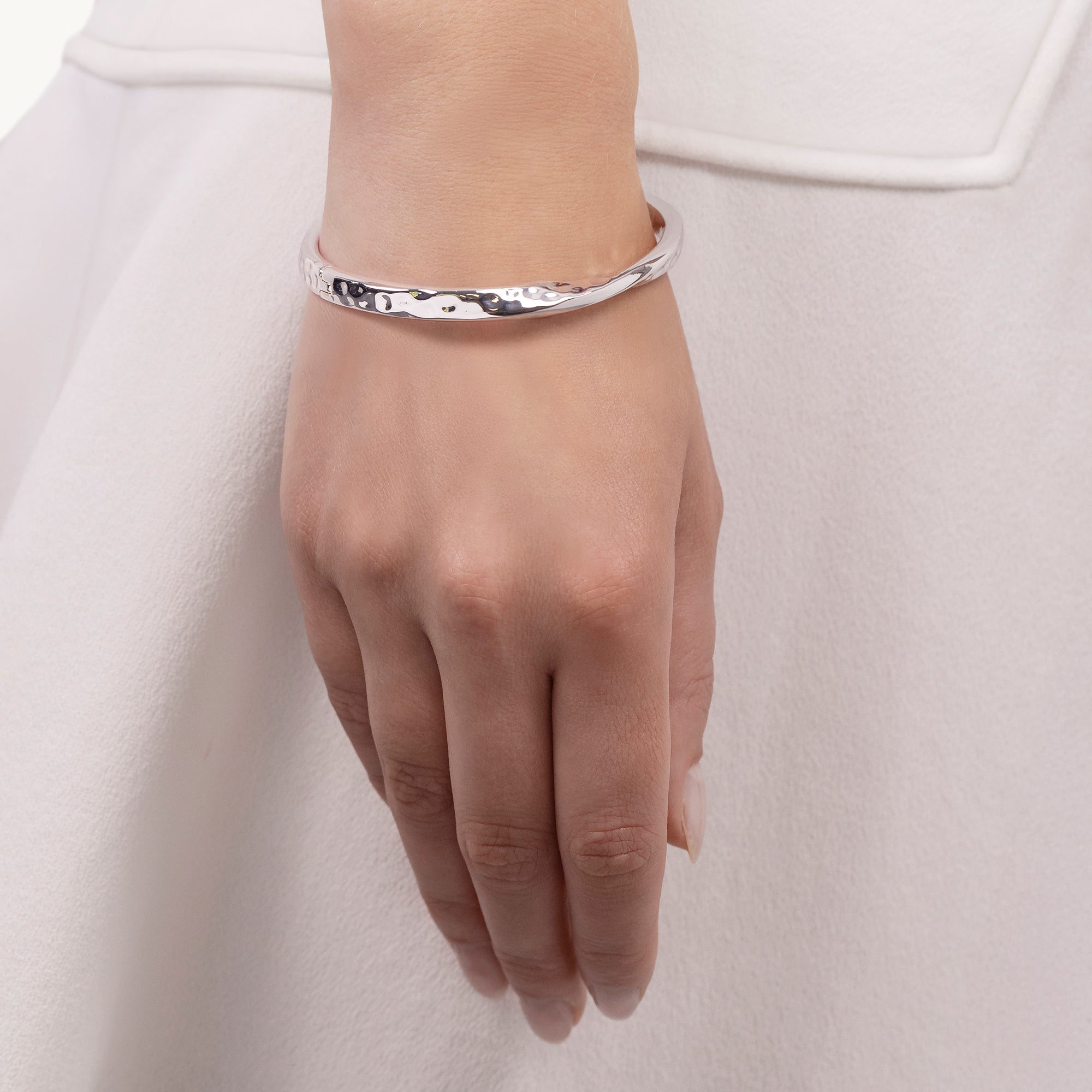 Beaton Close Hammer Effect Bangle Silver - RYJ3487S