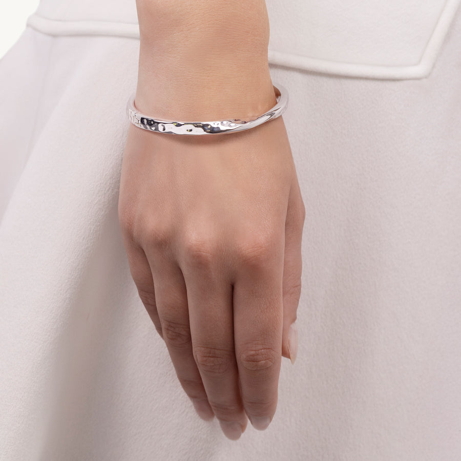 Beaton Close Hammer Effect Bangle Silver - RYJ3487S