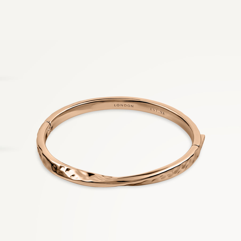 Beaton Close Hammer Effect Bangle Rose Gold - RYJ3488S