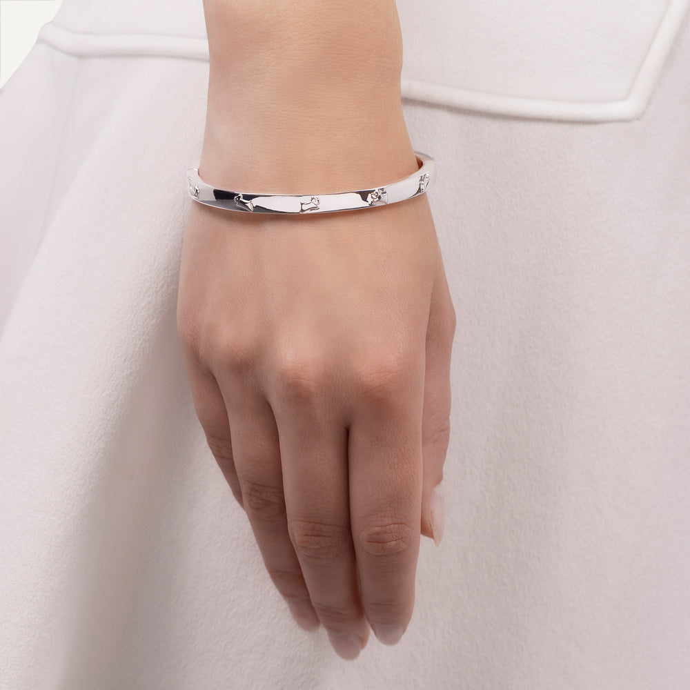 Cuba Street Etched Bangle Silver - RYJ3489S