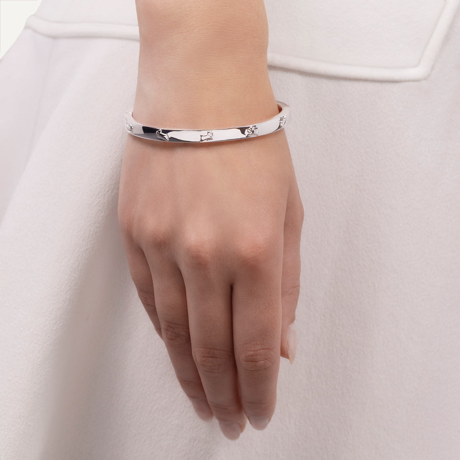 Cuba Street Etched Bangle Silver - RYJ3489S