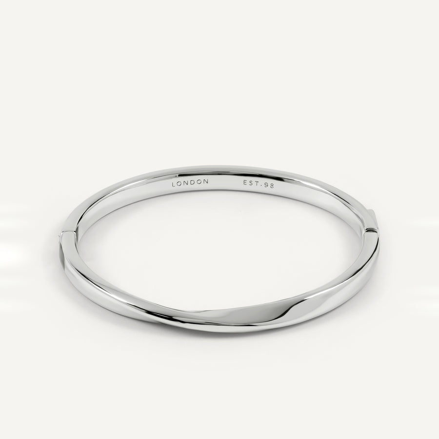 The Belsize Silver Twist Bangle Silver - RYJ3615S