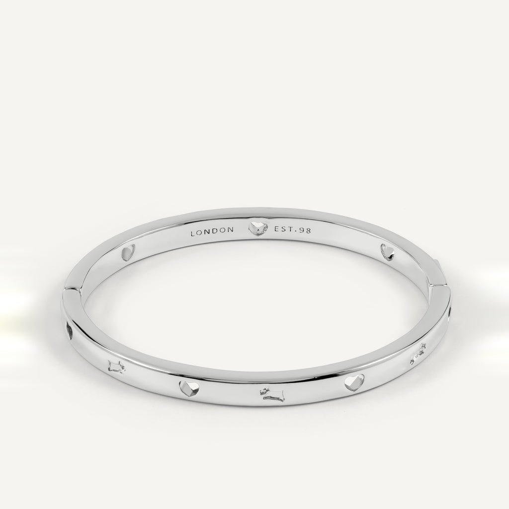 The Camden Cut Out Heart And Dog Bangle Silver - RYJ3617S