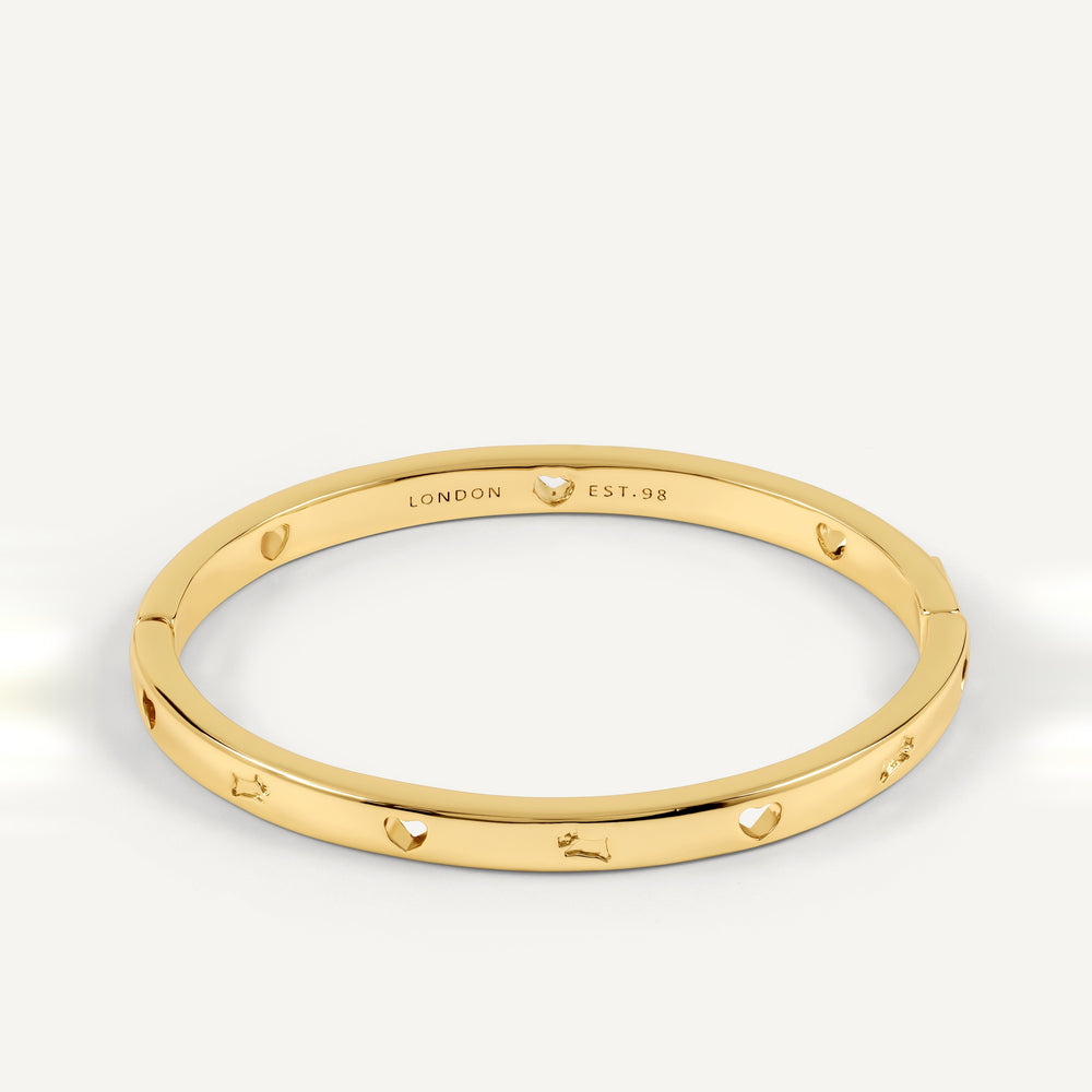 The Camden Cut Out Heart And Dog Bangle Gold - RYJ3618S