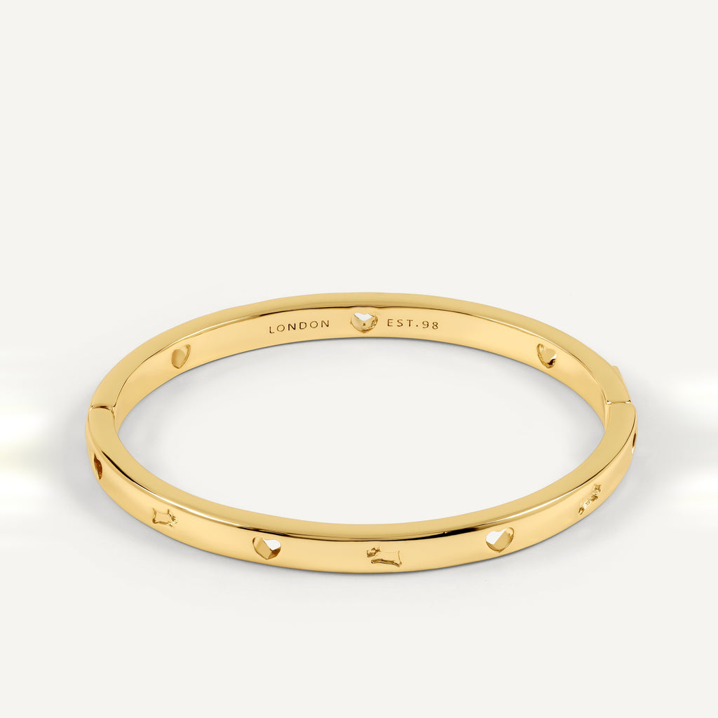 The Camden Cut Out Heart And Dog Bangle Gold - RYJ3618S