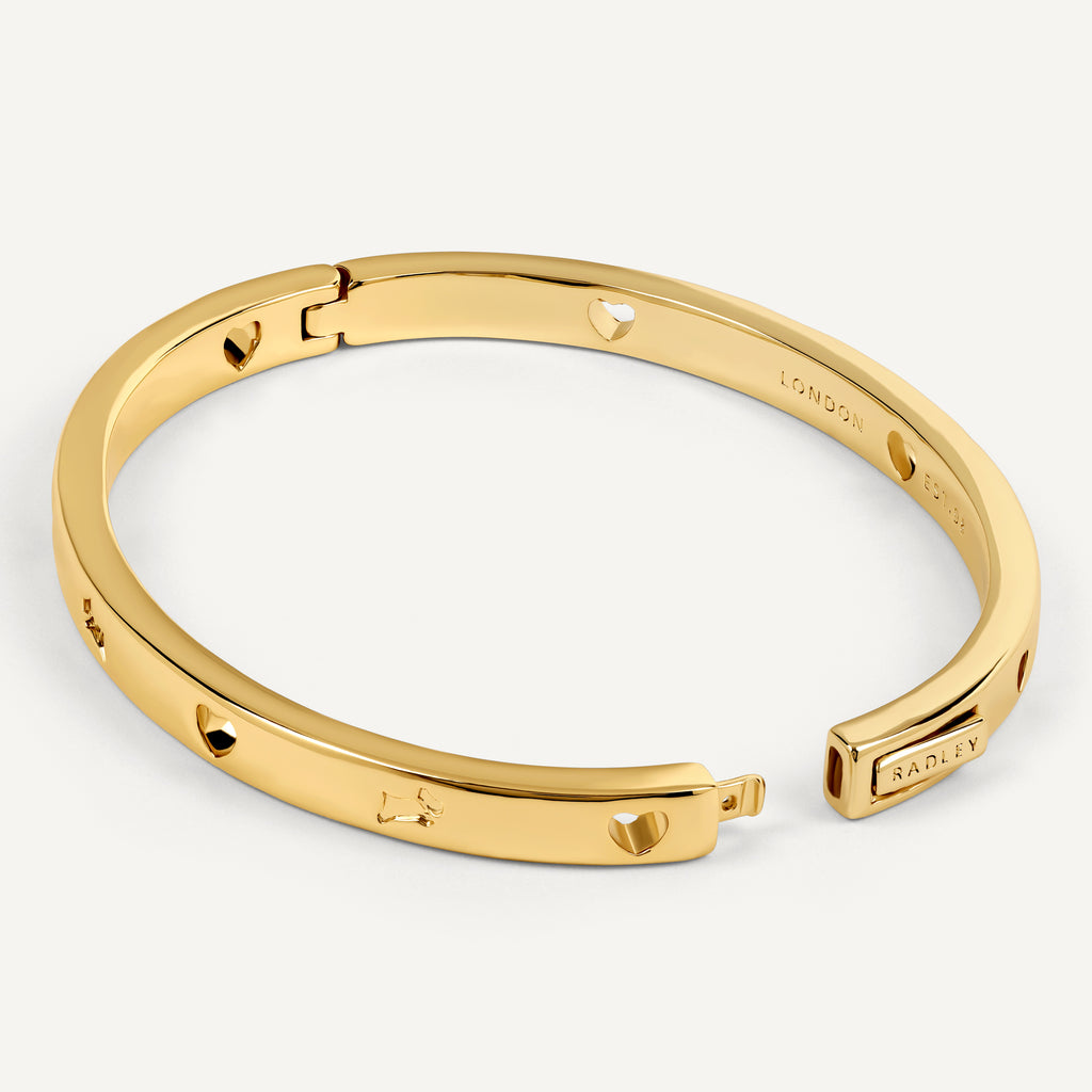 The Camden Cut Out Heart And Dog Bangle Gold - RYJ3618S