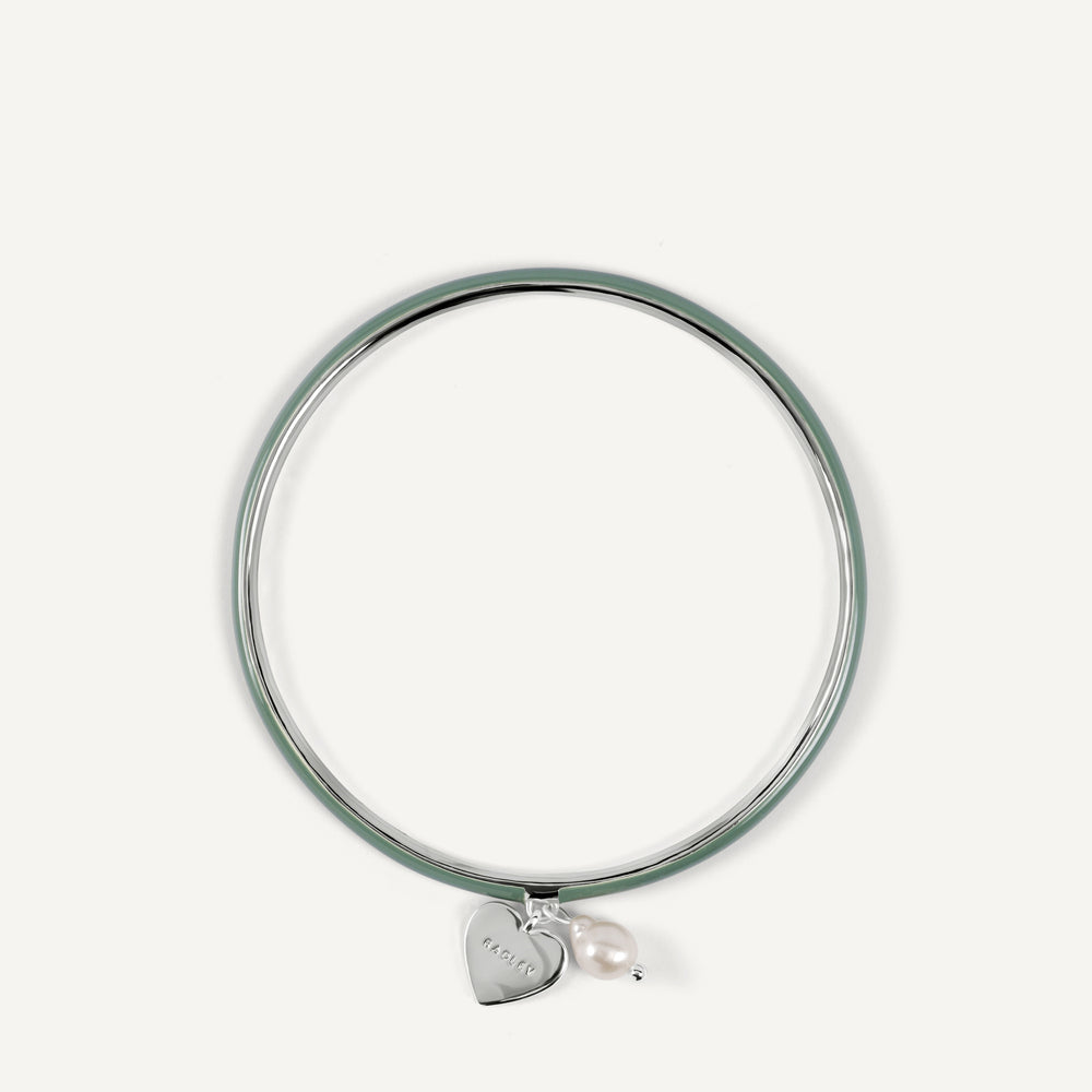 Heart Street Enamel Bangle With Hanging Cha Silver - RYJ3621S