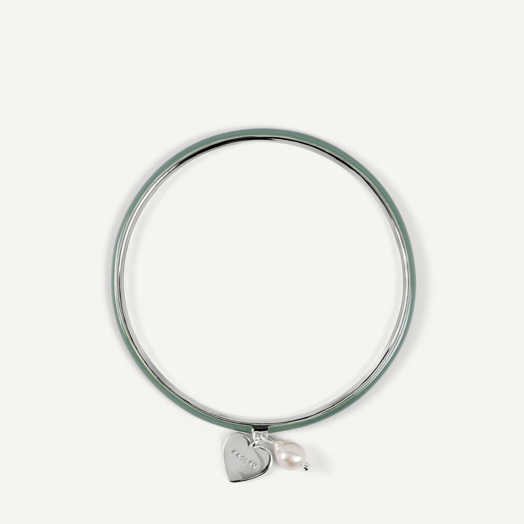 Heart Street Enamel Bangle With Hanging Cha Silver - RYJ3621S