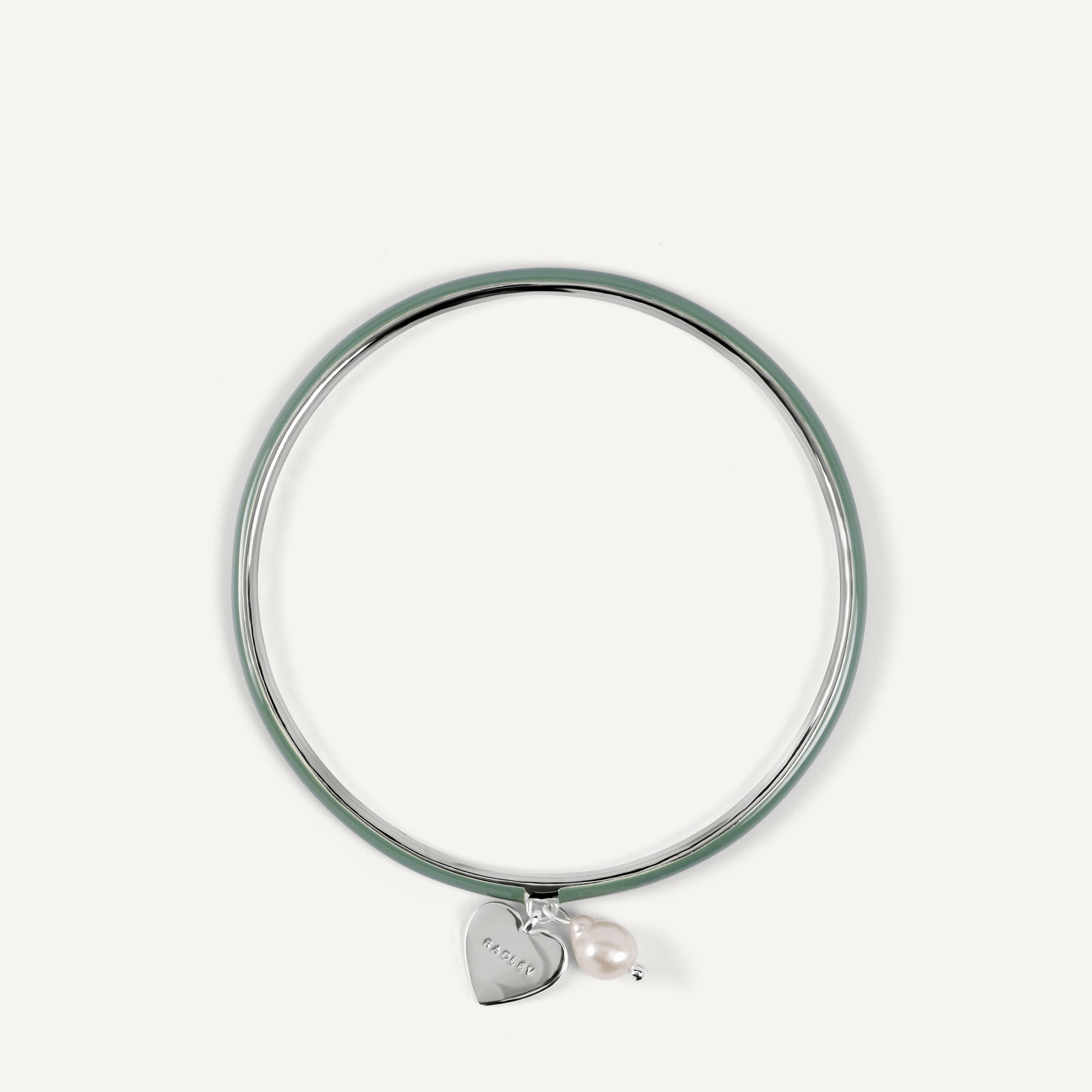 Heart Street Enamel Bangle With Hanging Cha Silver - RYJ3621S