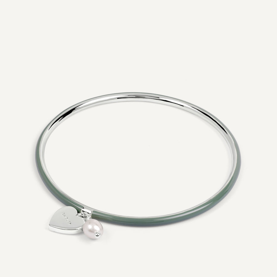 Heart Street Enamel Bangle With Hanging Cha Silver - RYJ3621S