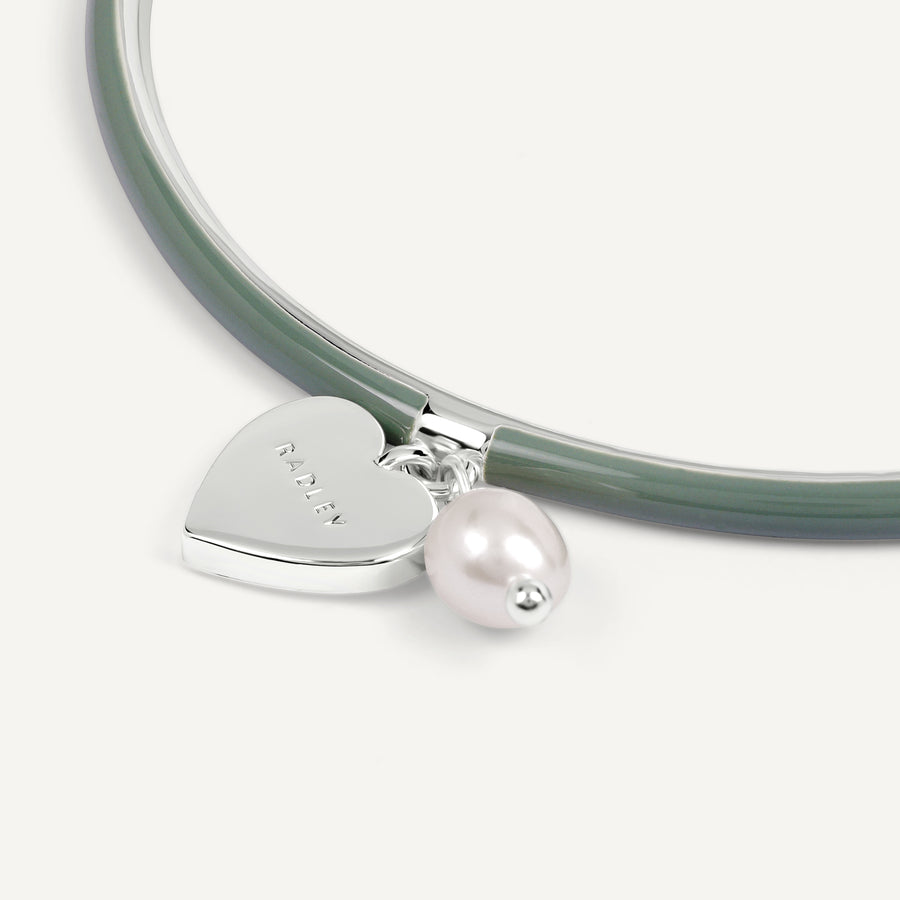 Heart Street Enamel Bangle With Hanging Cha Silver - RYJ3621S