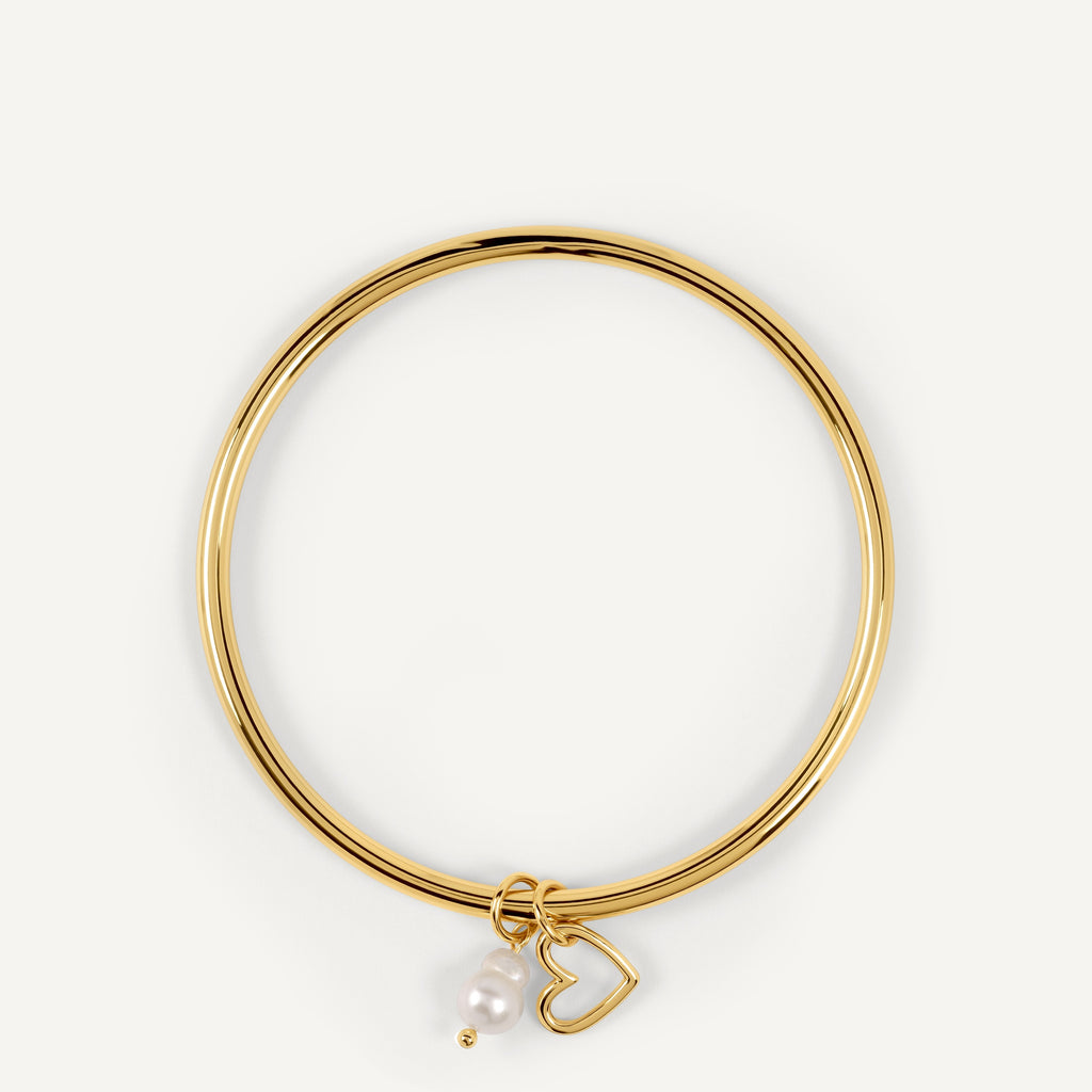 Heart Street Gold Hanging Charm Bangle Gold - RYJ3622S