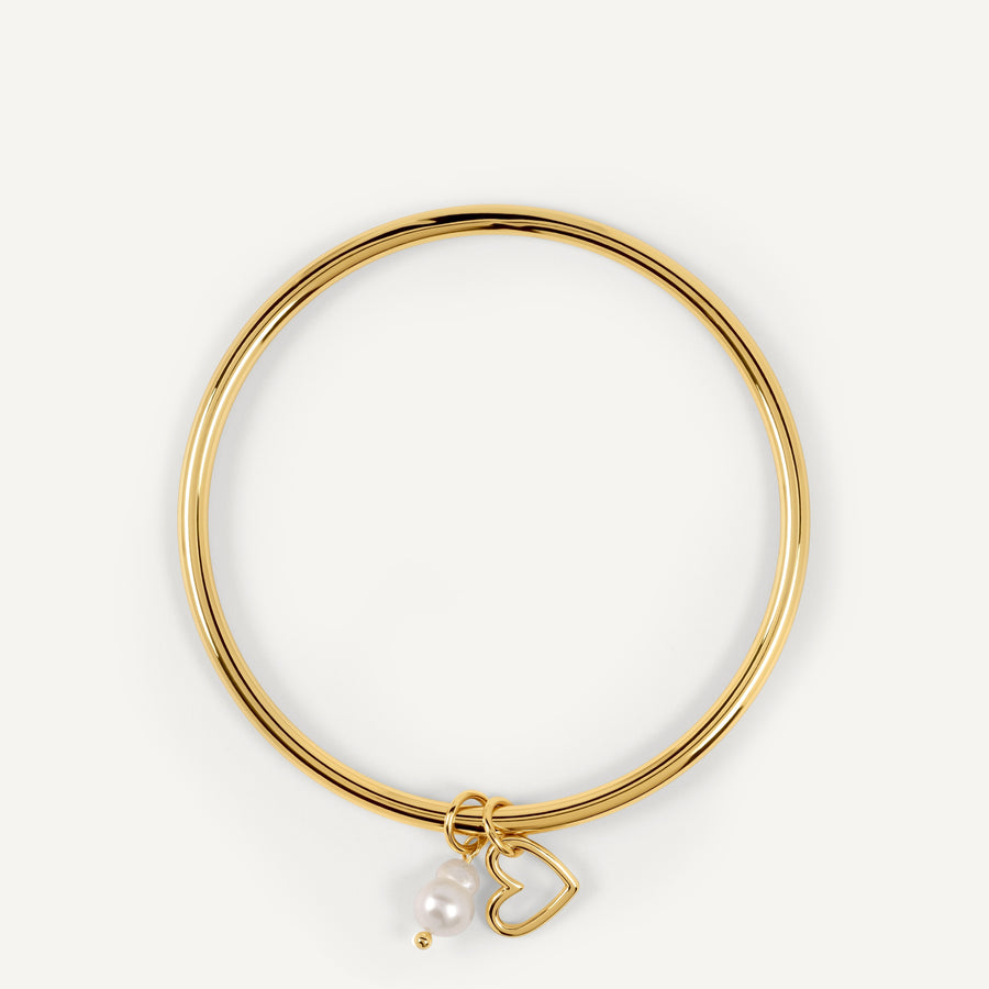 Heart Street Gold Hanging Charm Bangle Gold - RYJ3622S