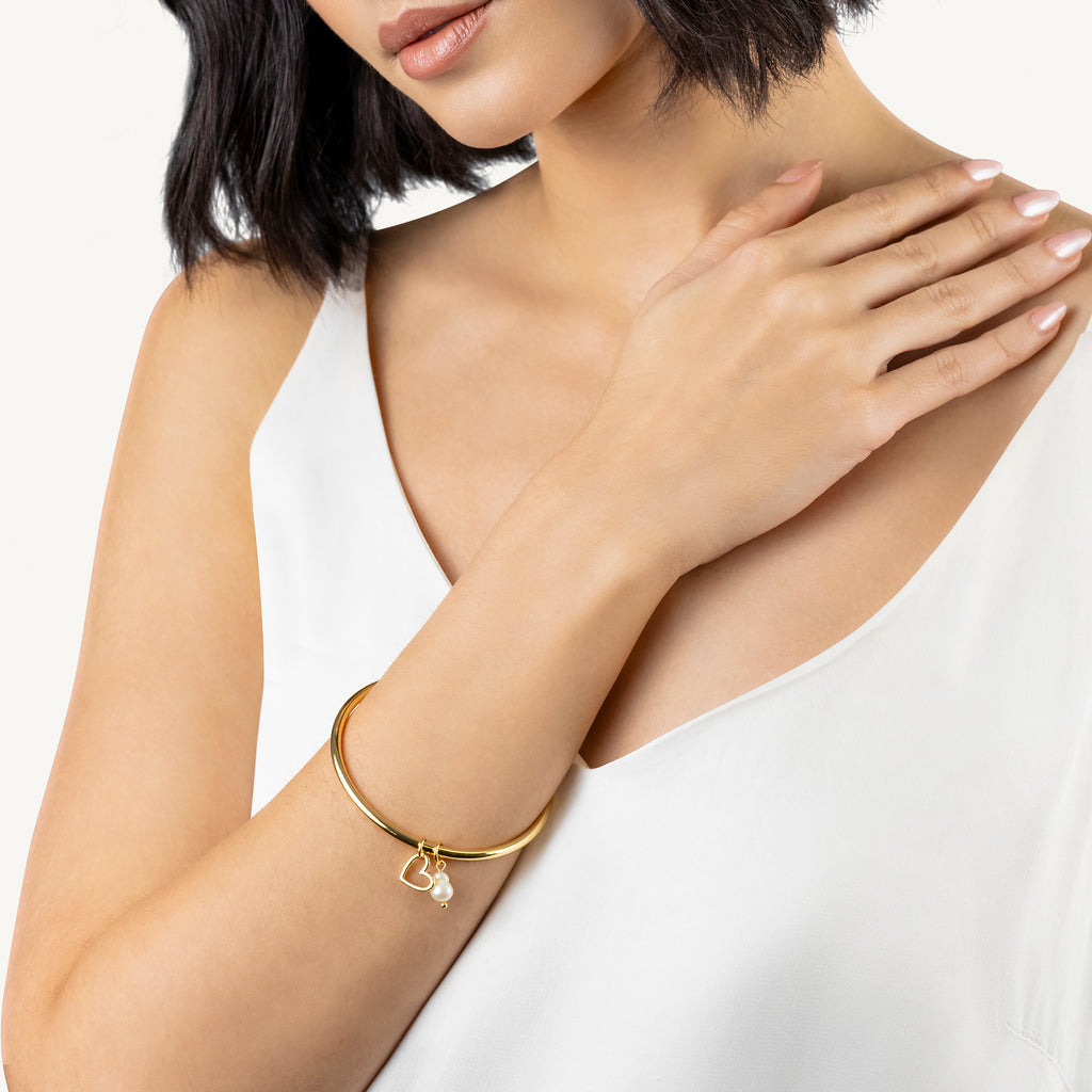 Heart Street Gold Hanging Charm Bangle Gold - RYJ3622S