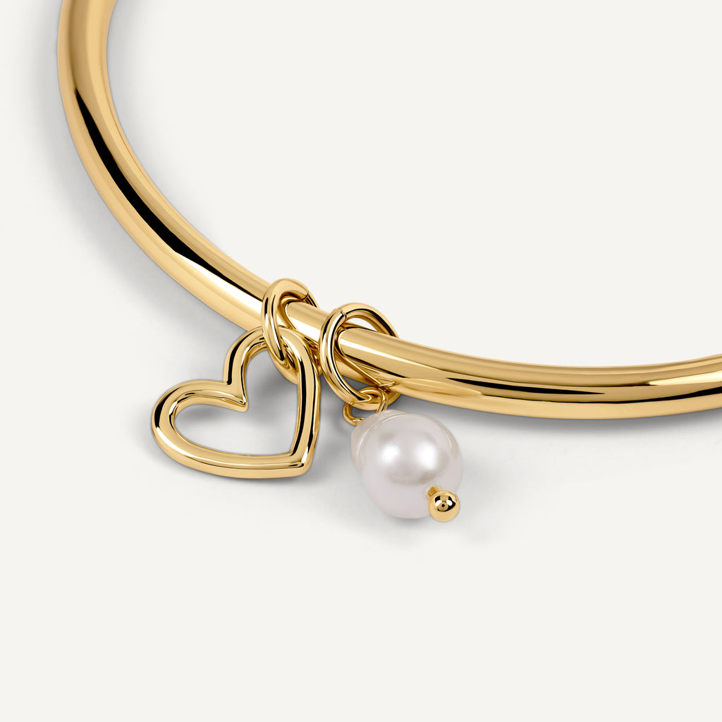 Heart Street Gold Hanging Charm Bangle Gold - RYJ3622S