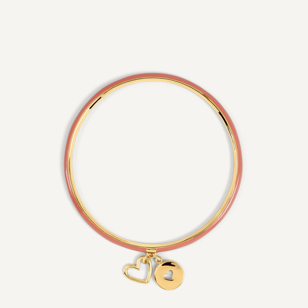 Heart Street Enamel Bangle With Hanging Cha Gold - RYJ3624S