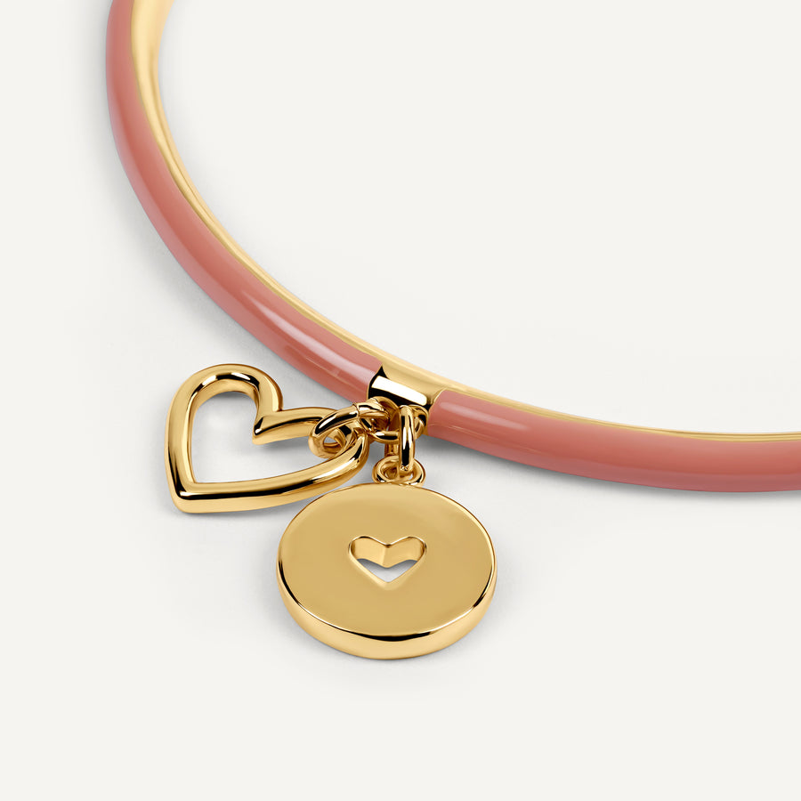 Heart Street Enamel Bangle With Hanging Cha Gold - RYJ3624S