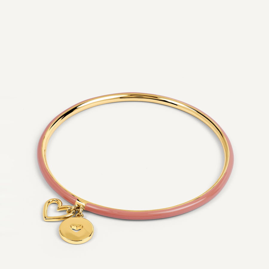 Heart Street Enamel Bangle With Hanging Cha Gold - RYJ3624S