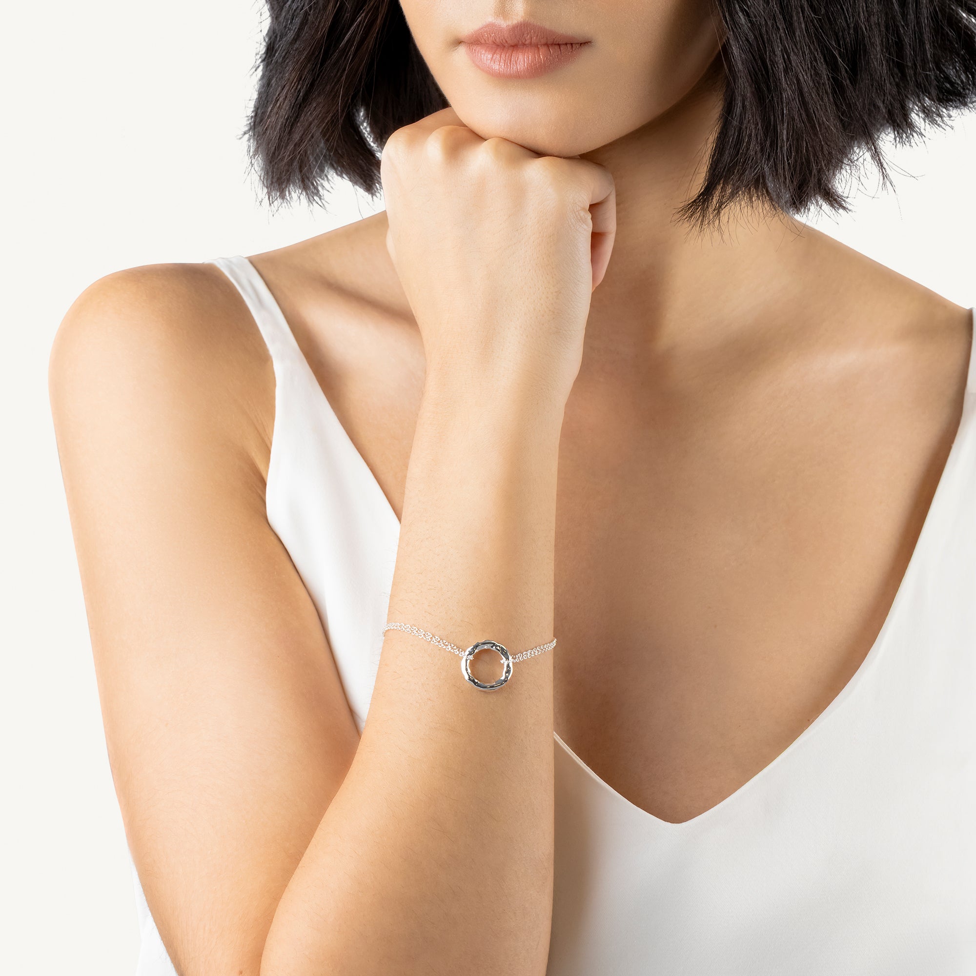 Hadley Lane Silver Plated Hammer Hoop Brac Silver - Ryj3657S