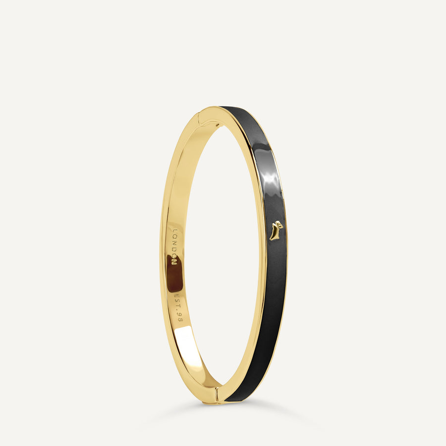 Sion Close Black Enamel Bangle Gold - RYJ3664S