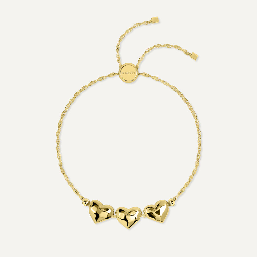 Love Lane Hammered Heart Charm Bracelet Gold - RYJ3670S
