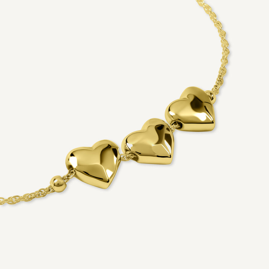 Love Lane Hammered Heart Charm Bracelet Gold - RYJ3670S
