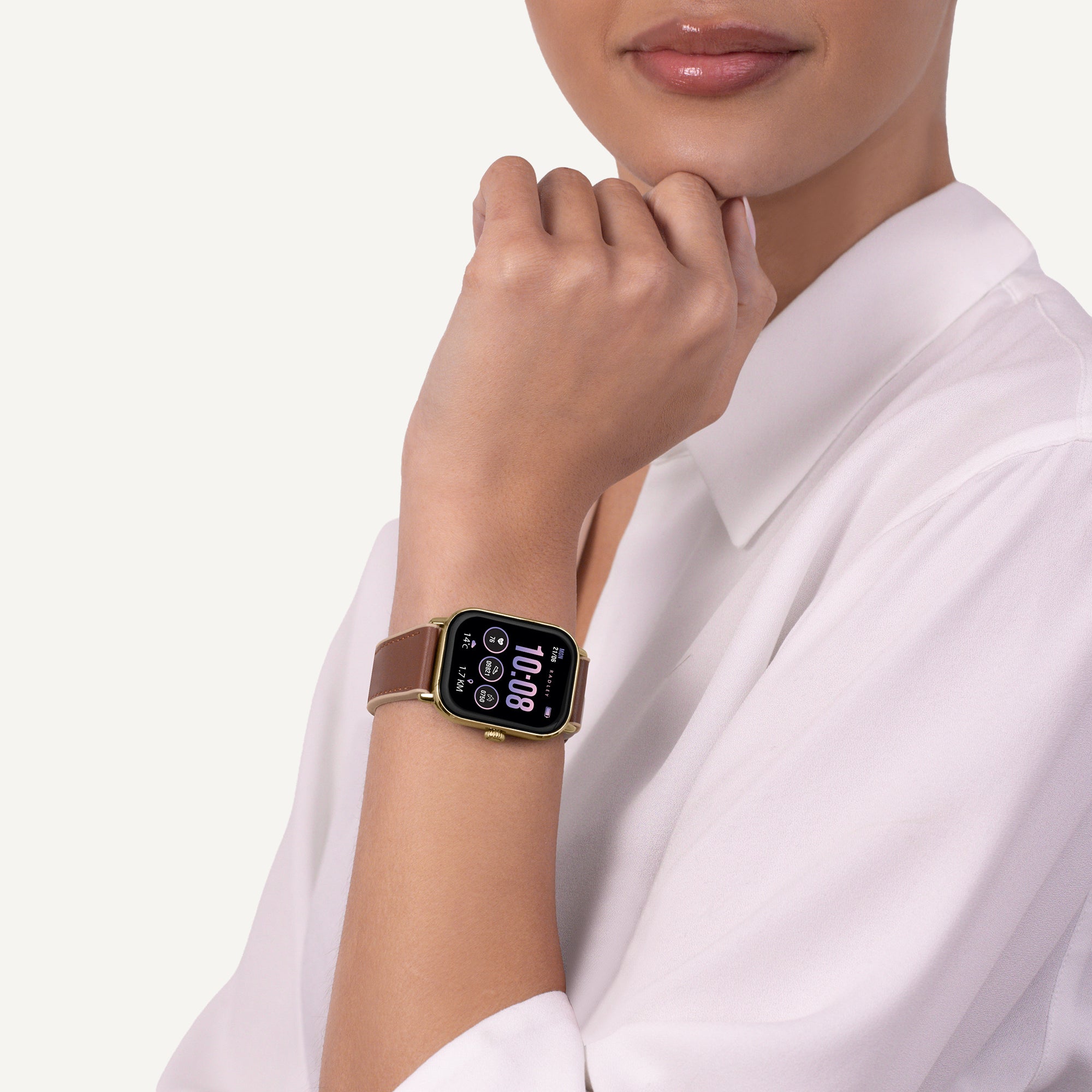 Series 56 Smart Watch With Leather Strap Cognac - RYS56-2206