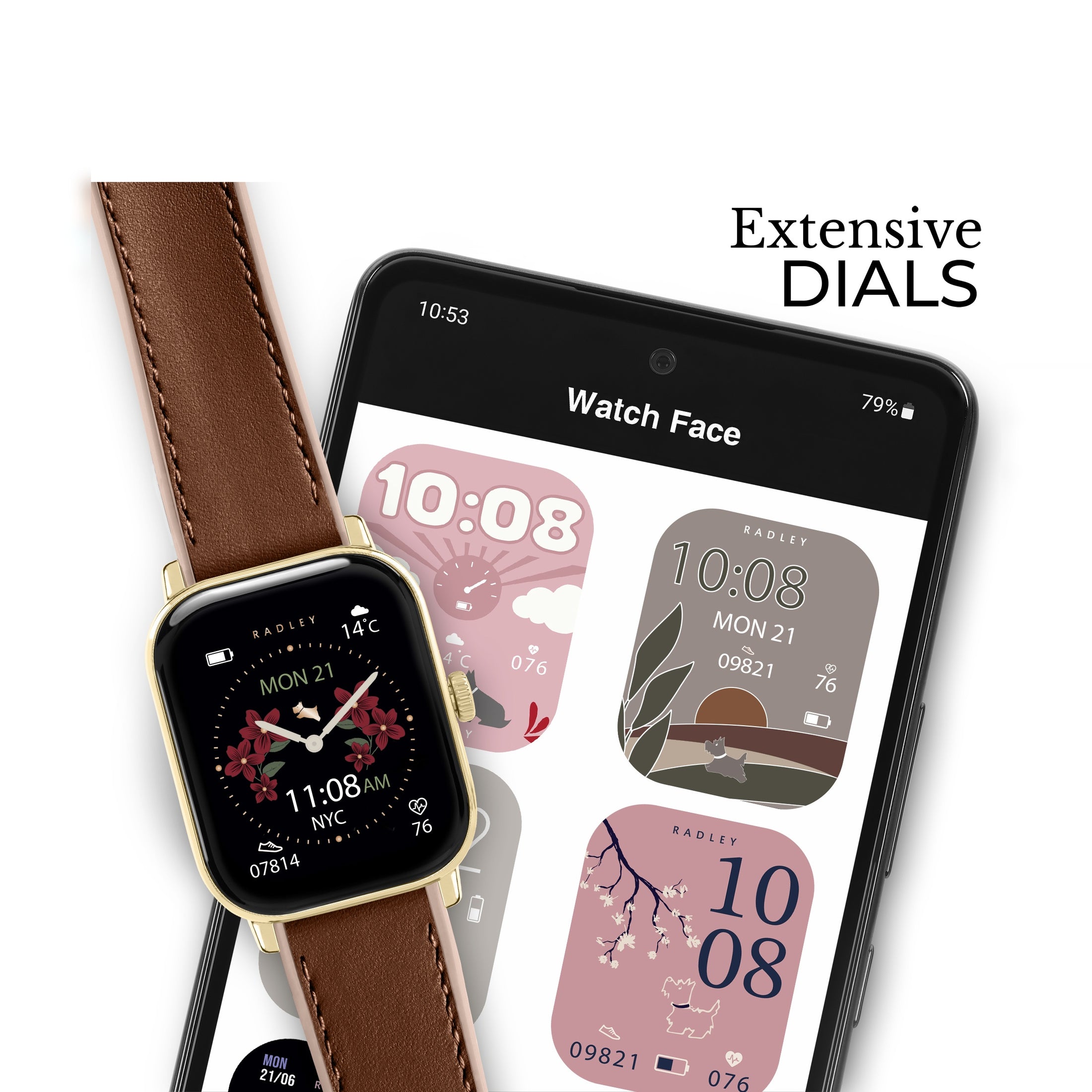Series 56 Smart Watch With Leather Strap Cognac - RYS56-2206