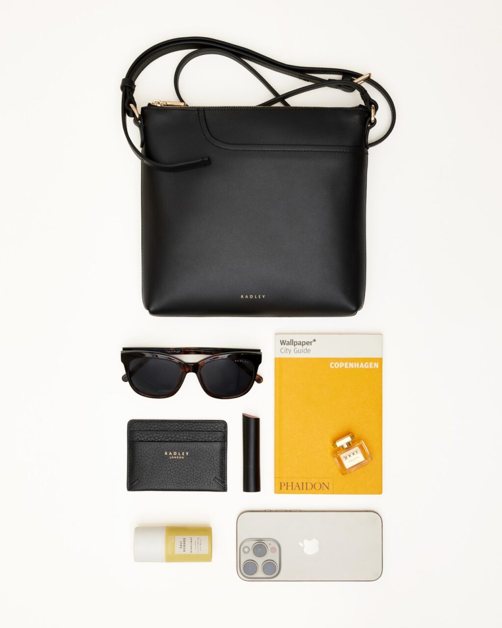Pockets Leather Large Ziptop NS Cross Body Bag in Black - 112147