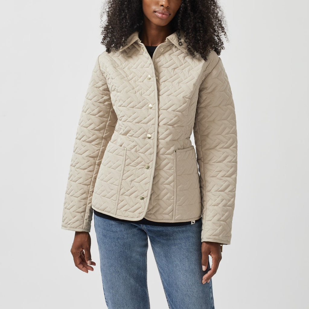 GEO QUILT SHORT SHORT LIGHTWEIGHT QUILTED COAT CAMEL