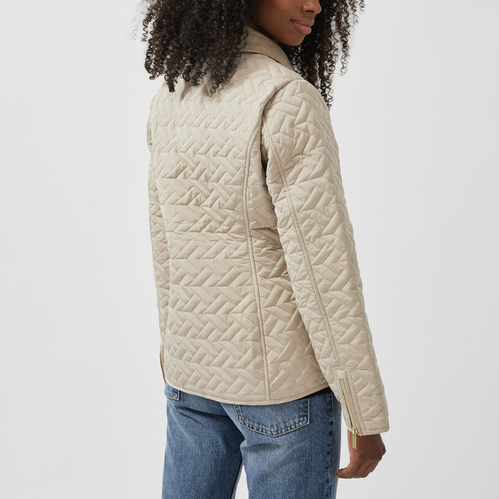 GEO QUILT SHORT SHORT LIGHTWEIGHT QUILTED COAT CAMEL