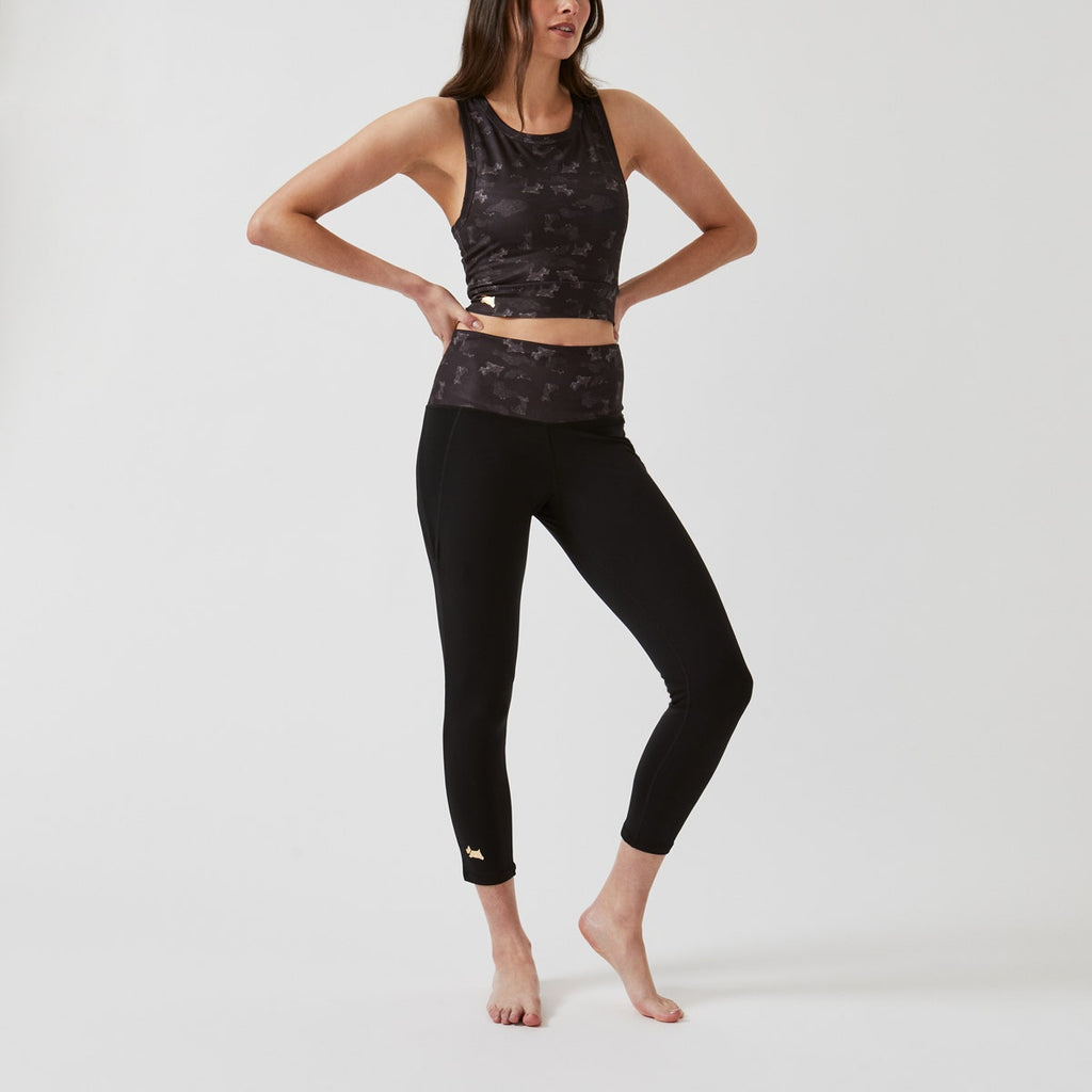 HEAD LONGLINE PRINTED BRA TOP CHARCOAL