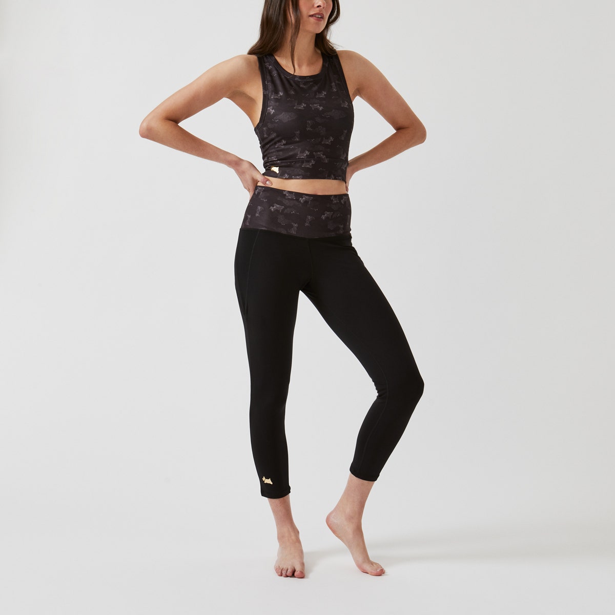 HEAD LONGLINE PRINTED BRA TOP CHARCOAL