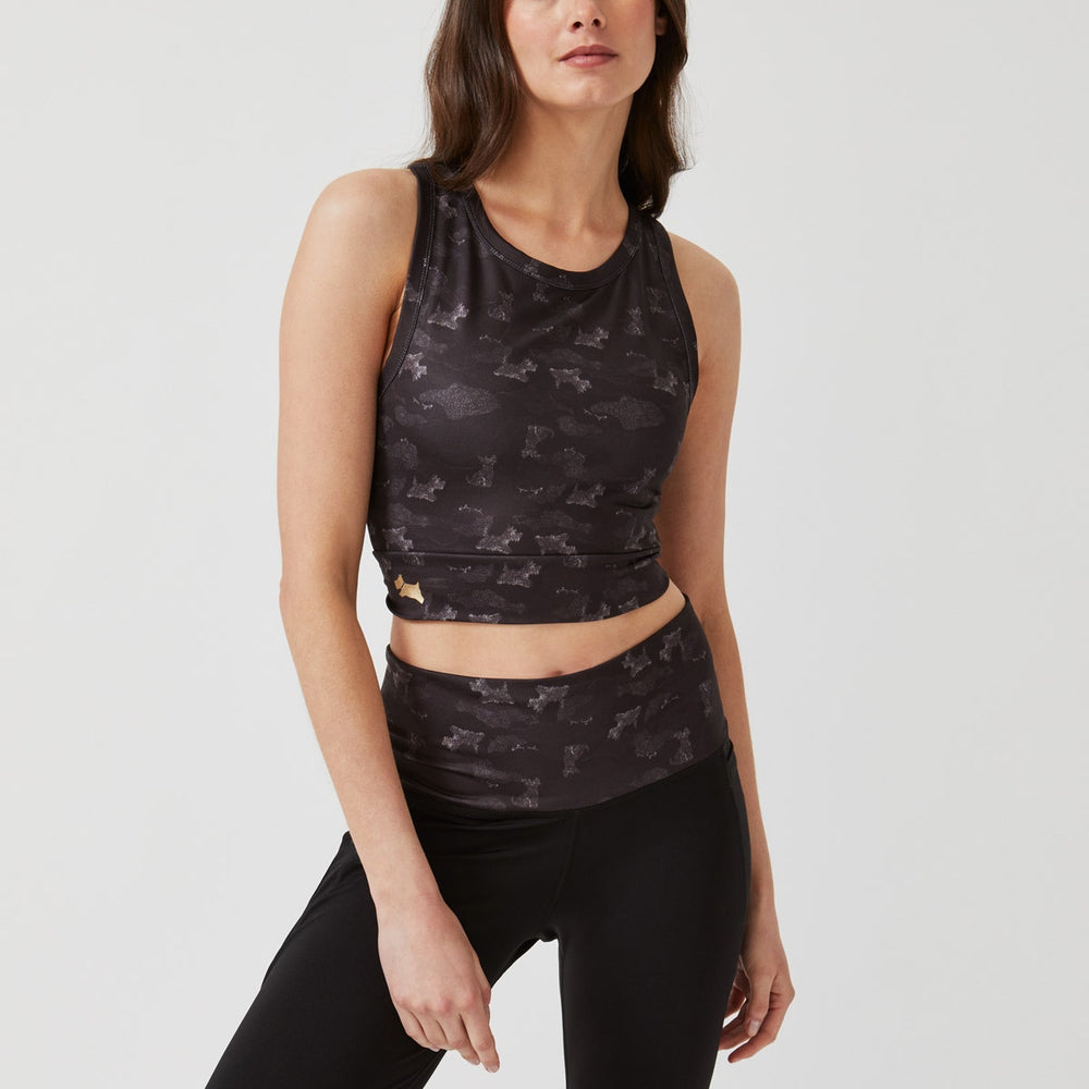 HEAD LONGLINE PRINTED BRA TOP CHARCOAL