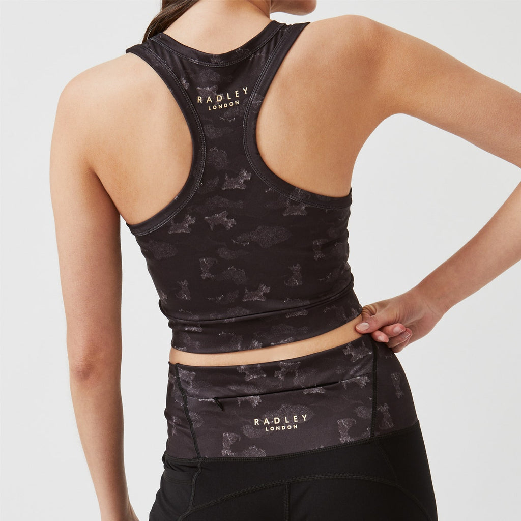HEAD LONGLINE PRINTED BRA TOP CHARCOAL