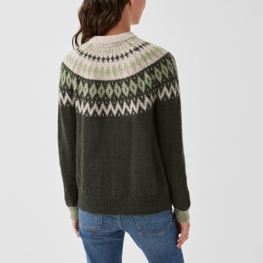 BRUS HED FAIR ISLE YOKE JUMPER GREEN