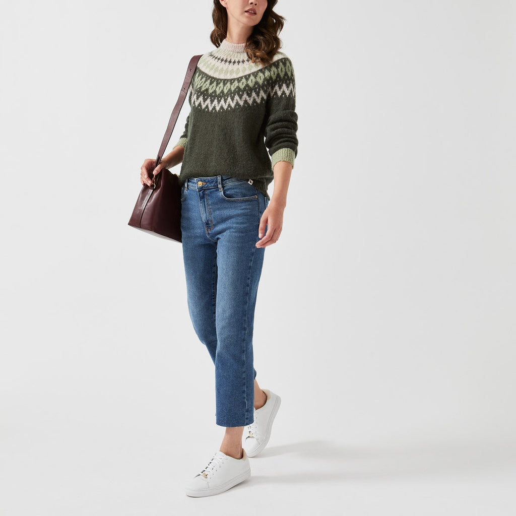 BRUS HED FAIR ISLE YOKE JUMPER GREEN