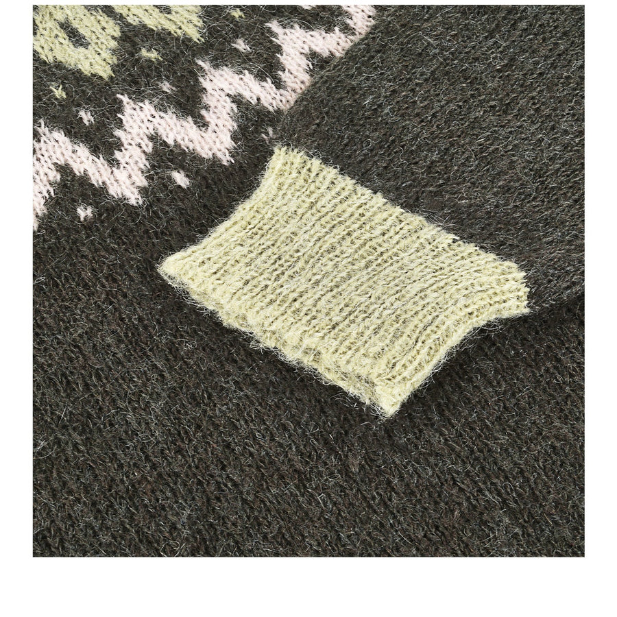 BRUS HED FAIR ISLE YOKE JUMPER GREEN