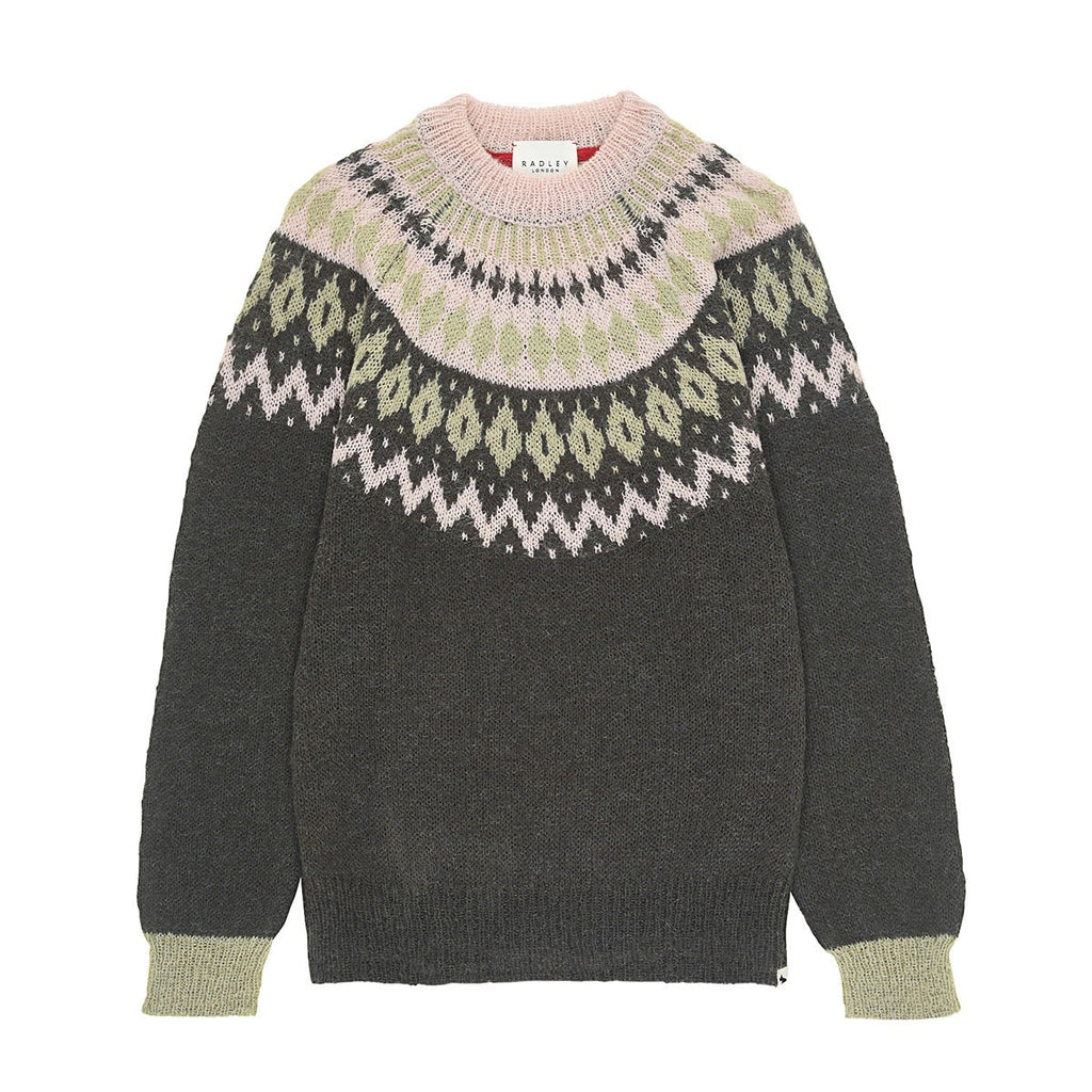 BRUS HED FAIR ISLE YOKE JUMPER GREEN