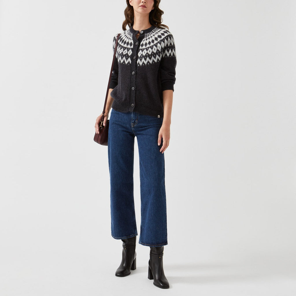 BRUS HED FAIR ISLE YOKE CARDIGA BLACK