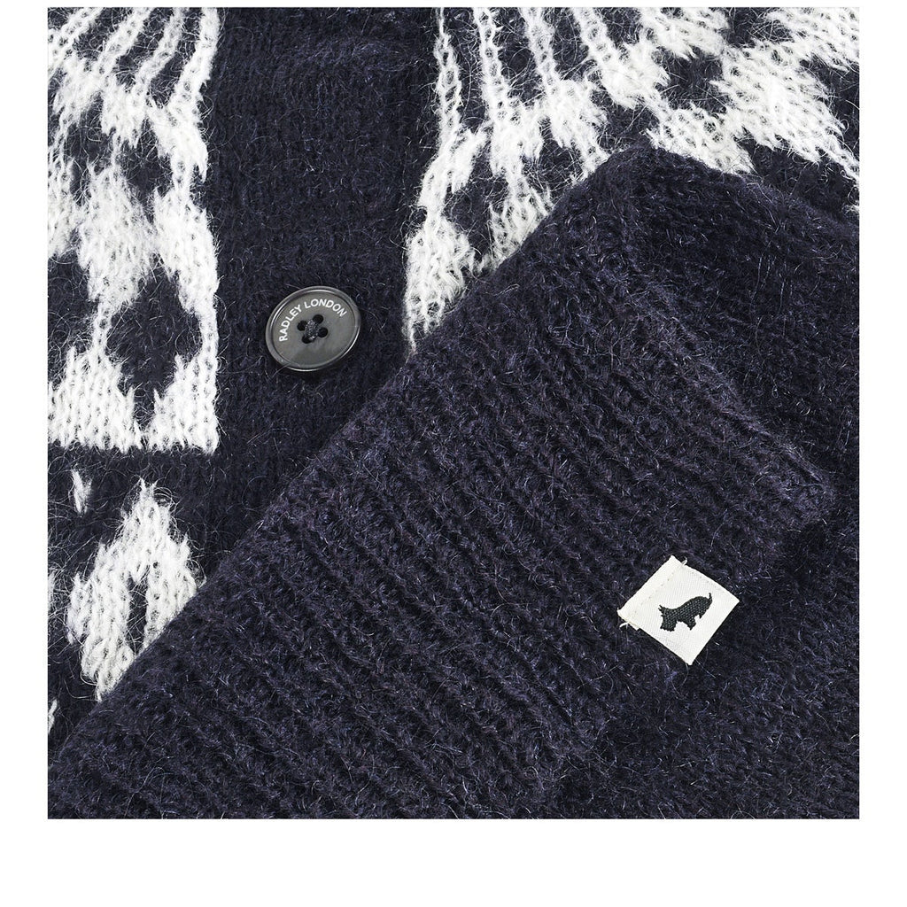 BRUS HED FAIR ISLE YOKE CARDIGA BLACK