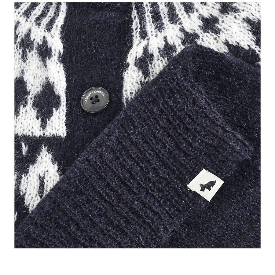 BRUS HED FAIR ISLE YOKE CARDIGA BLACK