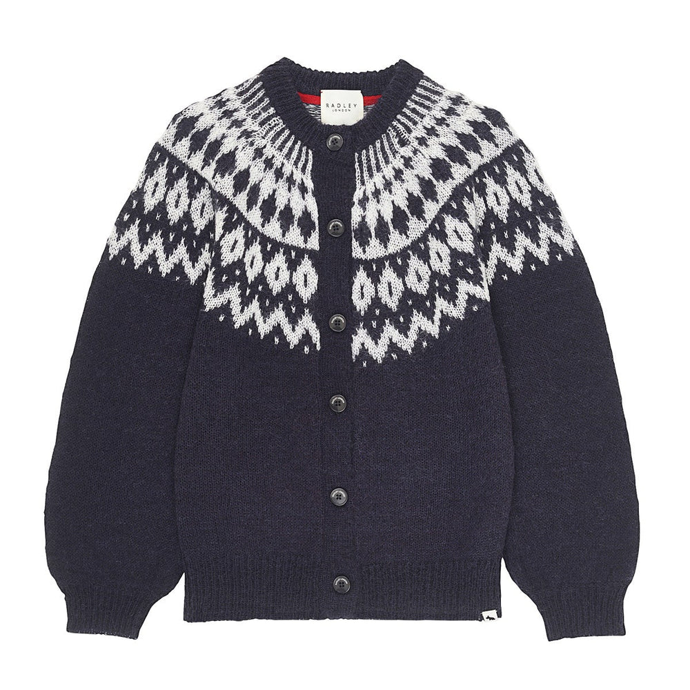 BRUS HED FAIR ISLE YOKE CARDIGA BLACK