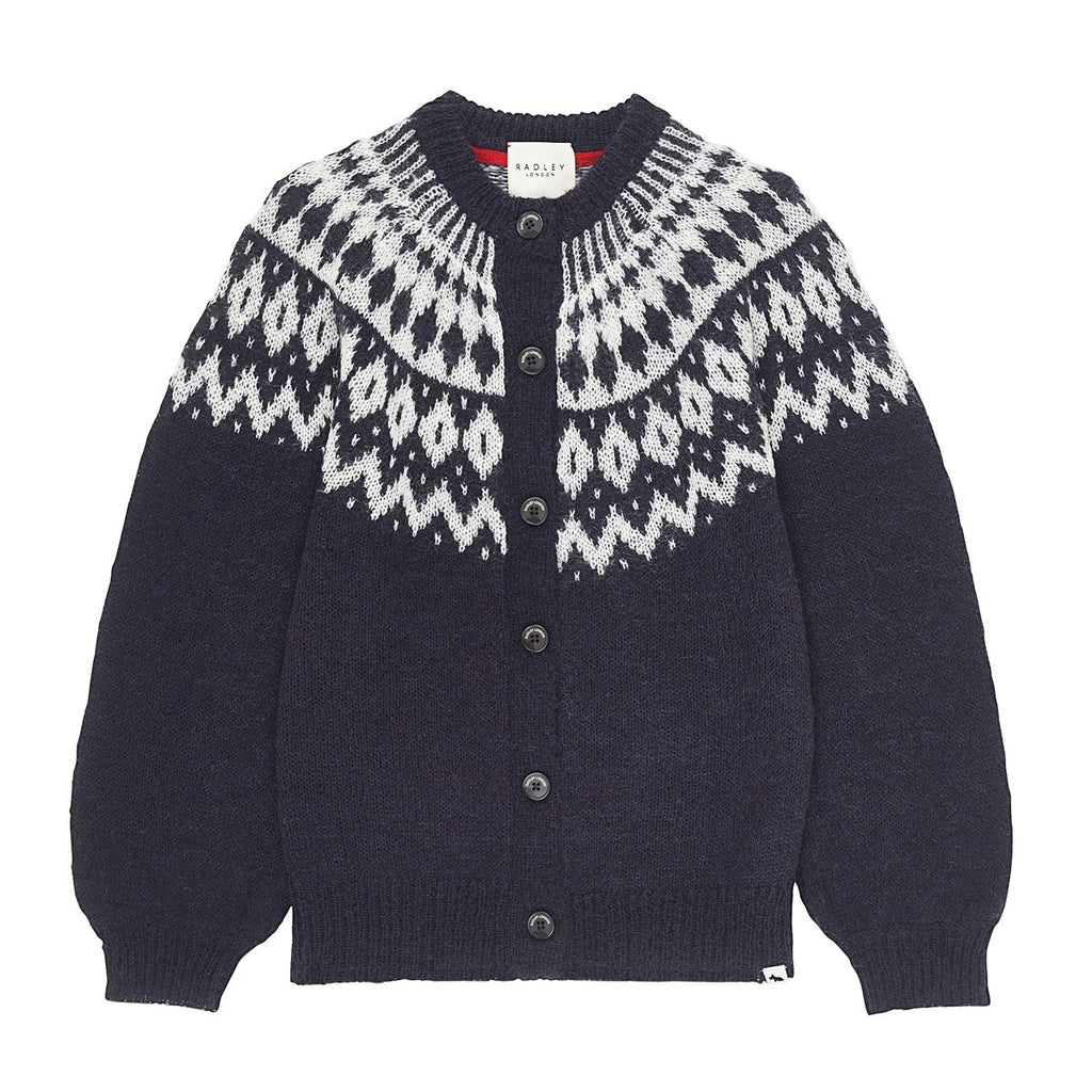 BRUS HED FAIR ISLE YOKE CARDIGA BLACK