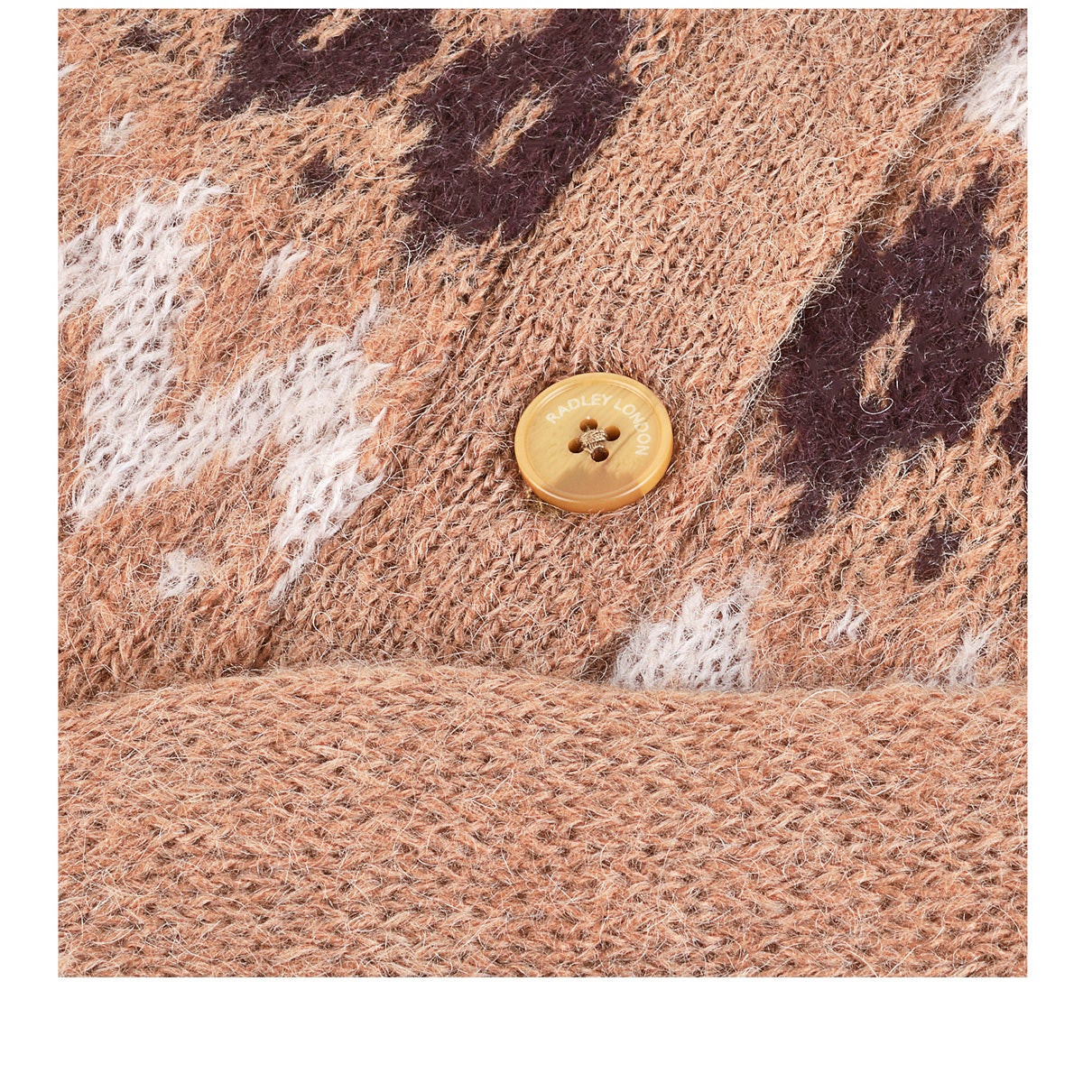 BRUS HED FAIR ISLE YOKE CARDIGA CAMEL